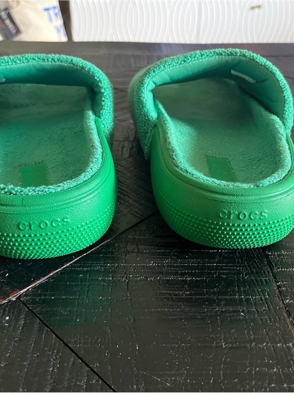 Crocs Classic Towel Slides in Green Ivy Mens Size 11